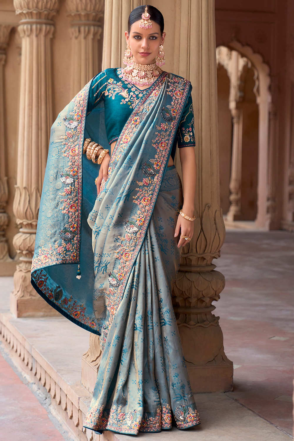 sari floral-print-georgette-saree-