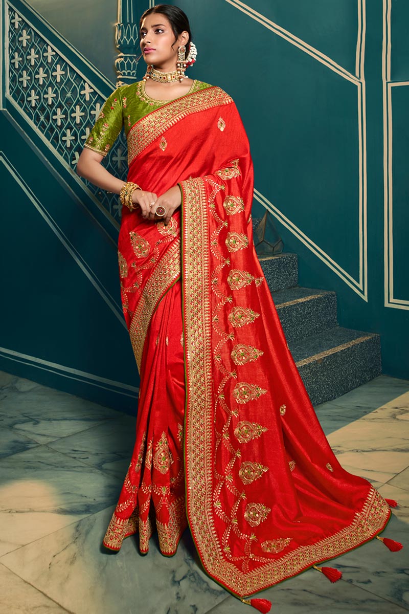 Wedding red colour saree online