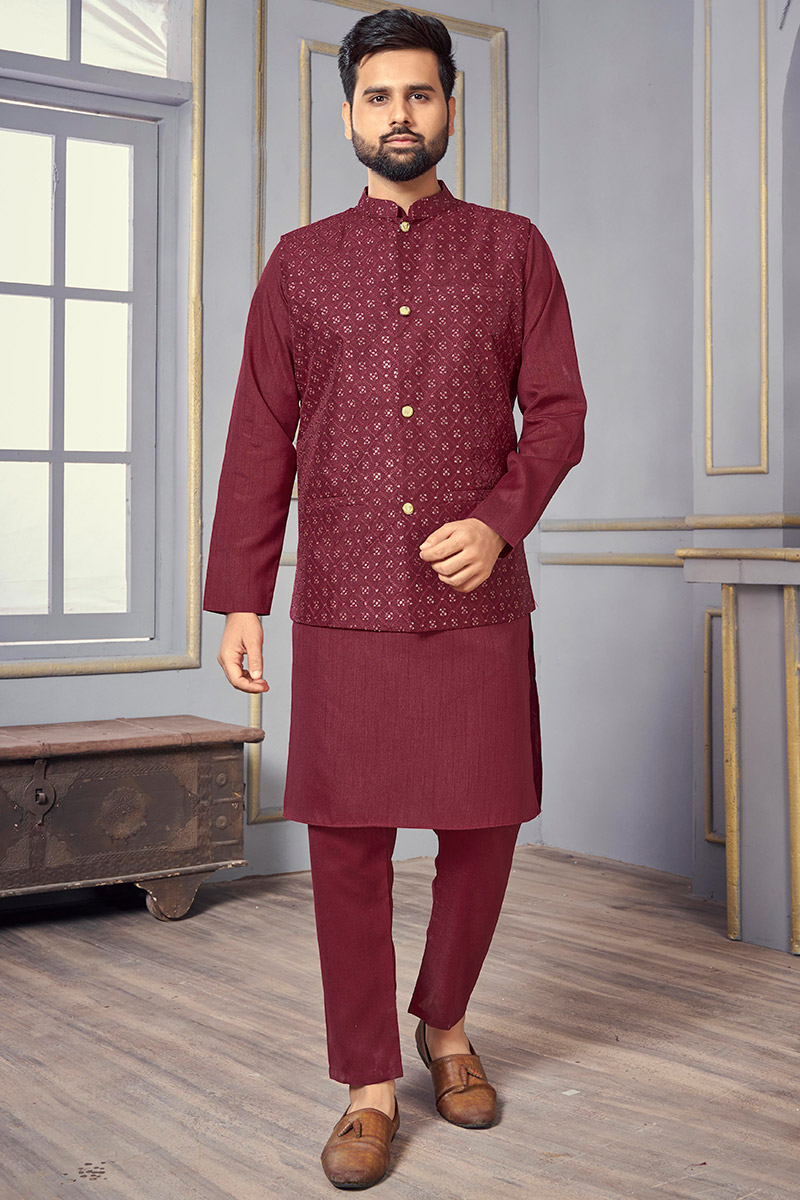 Kurta pajama and waistcoat sale