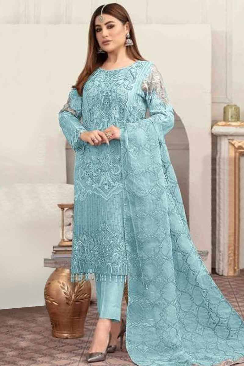 sky blue pakistani suit