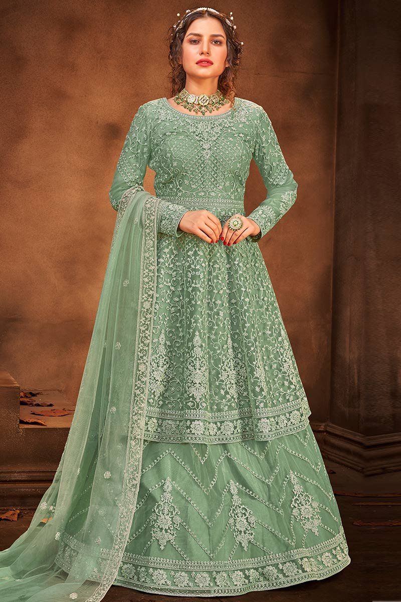 sachin and babi light blue dress EMERALD GREEN JUMPSUIT – Shruti Ranka main image 1