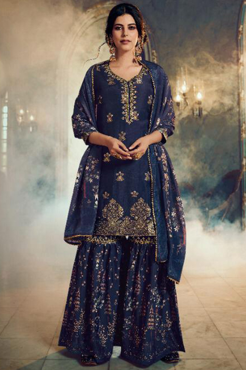 navy blue gharara