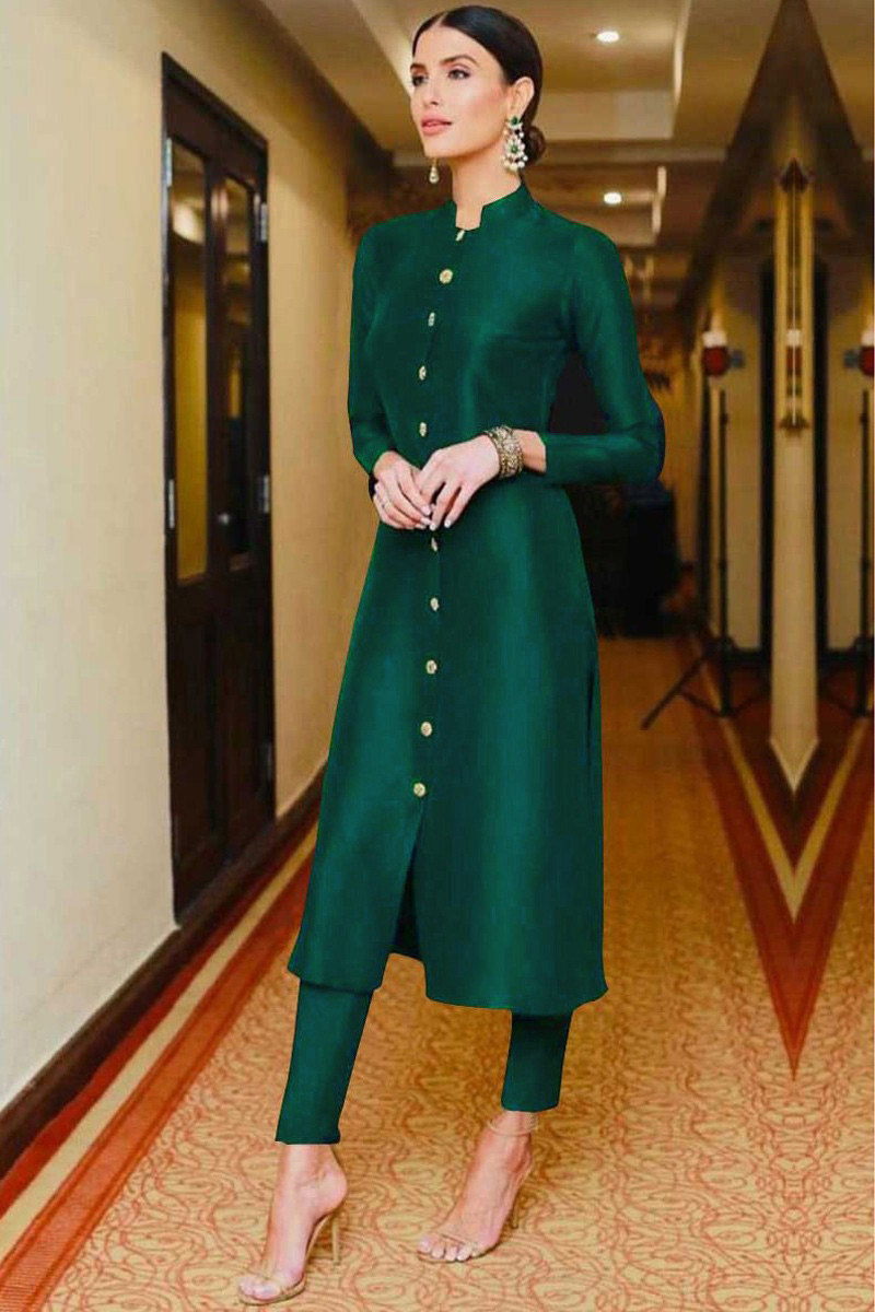 Buy Taffeta Silk Cigarette Pant Suit In Teal Green Colour Online   LSTV03436Green  Andaaz Eid Store