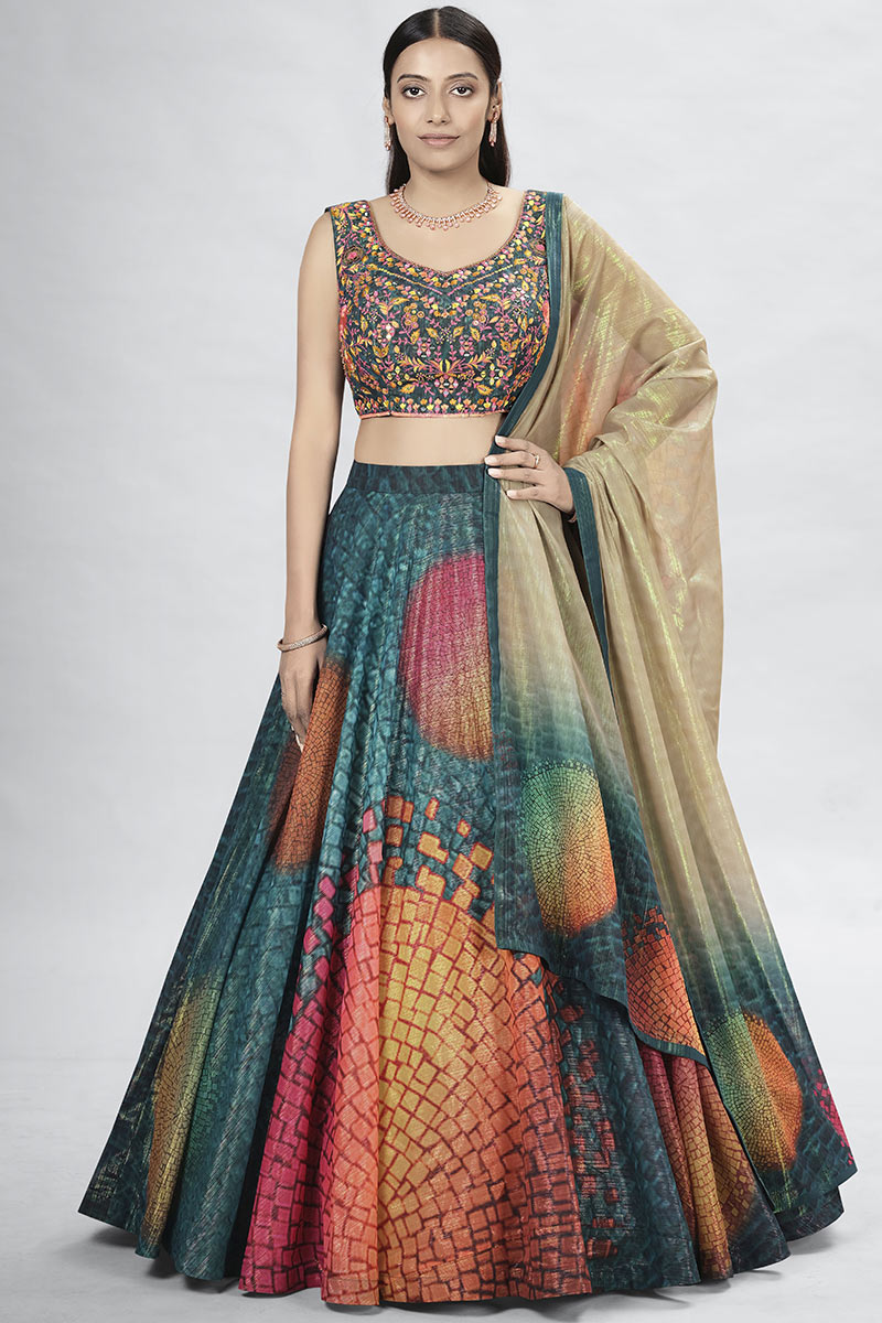 New Arrival Aada Slub Silk Digital Printed store Lahenga Choli,Party Wear Lahnega,Summer Style Lahenga Choli,Bold And Beautiful Lahenga Choli