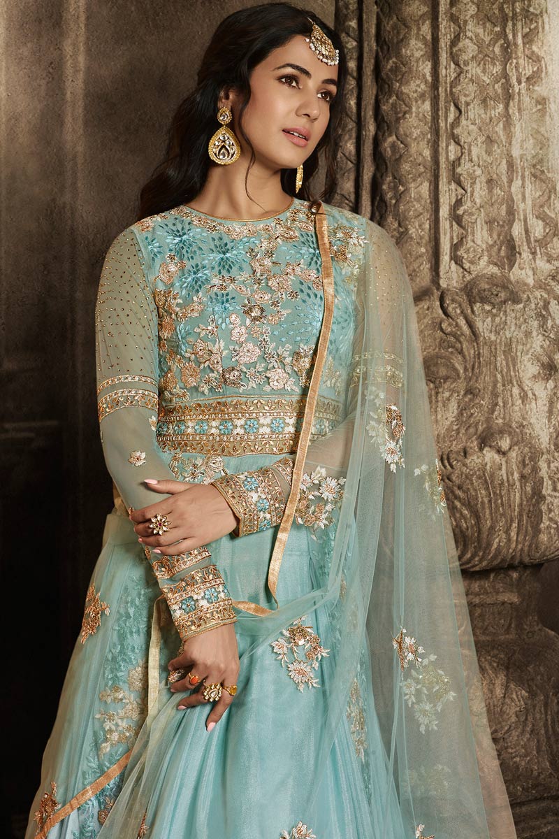 Midnight blue anarkali suit