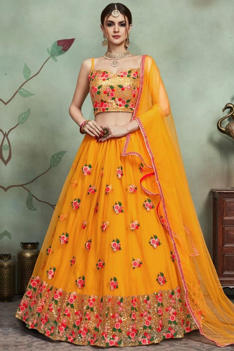 Lehenga for haldi function best sale