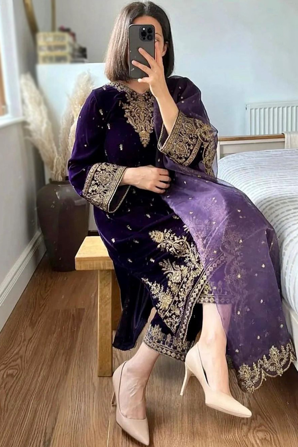 Purple Velvet Velvet Pant Suits Ladies Purple Velvet Pants Suit