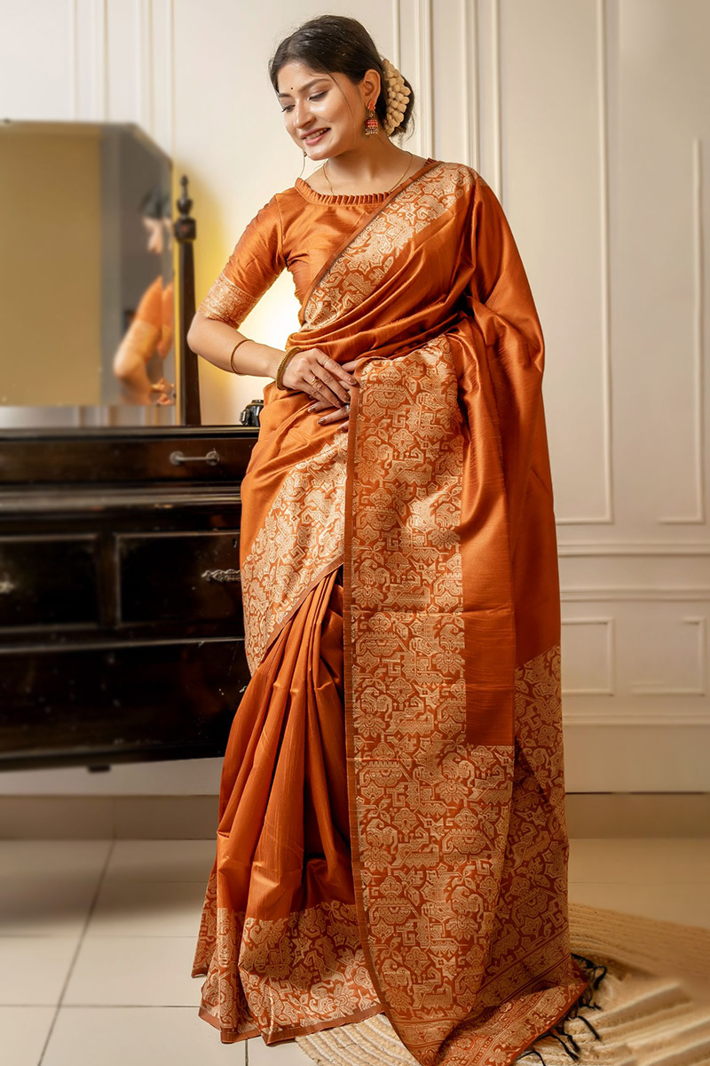 Orange Kalyana Saree Model Kalyan Silks Orange Woven Saree With