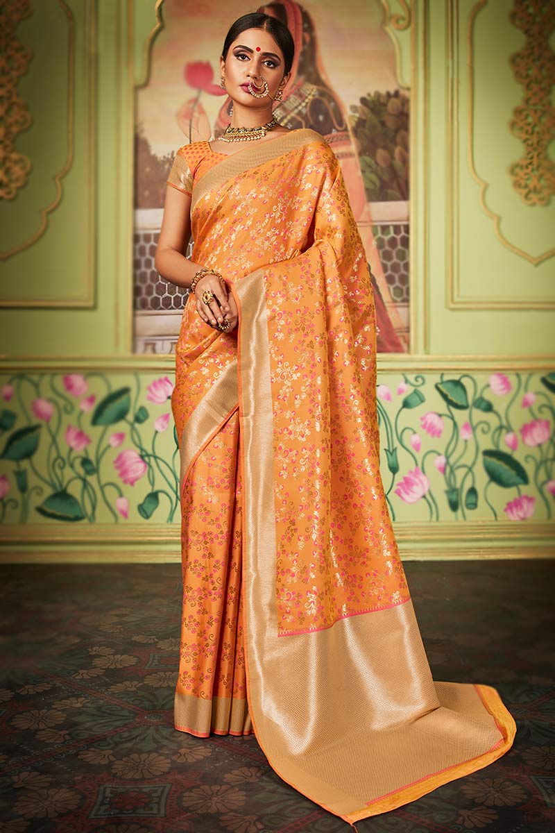 Orange colour wedding saree hotsell