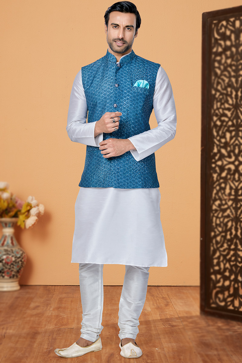 Kurta churidar with waistcoat hotsell