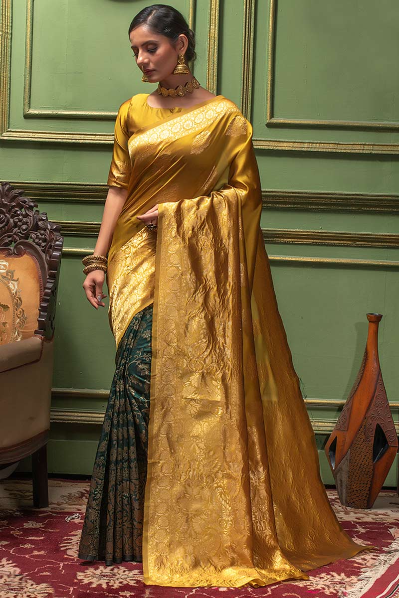 Mustard Yellow Kanchipuram Silk Saree
