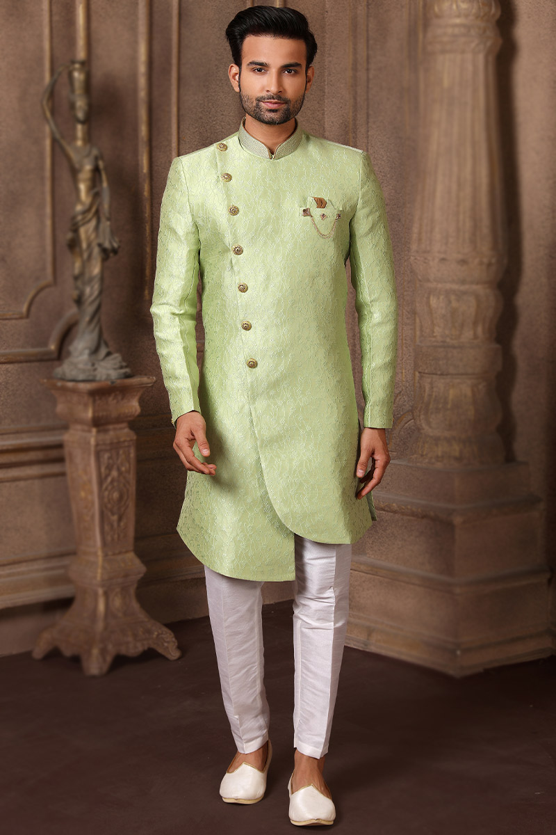 light green and maroon combination dress The Ever Green – Green Organza Combination with Maroon. – Maan Mehran main image 1