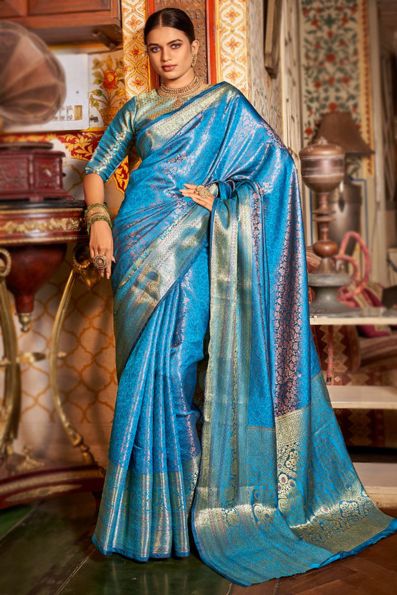 Blue colour wedding sarees hotsell