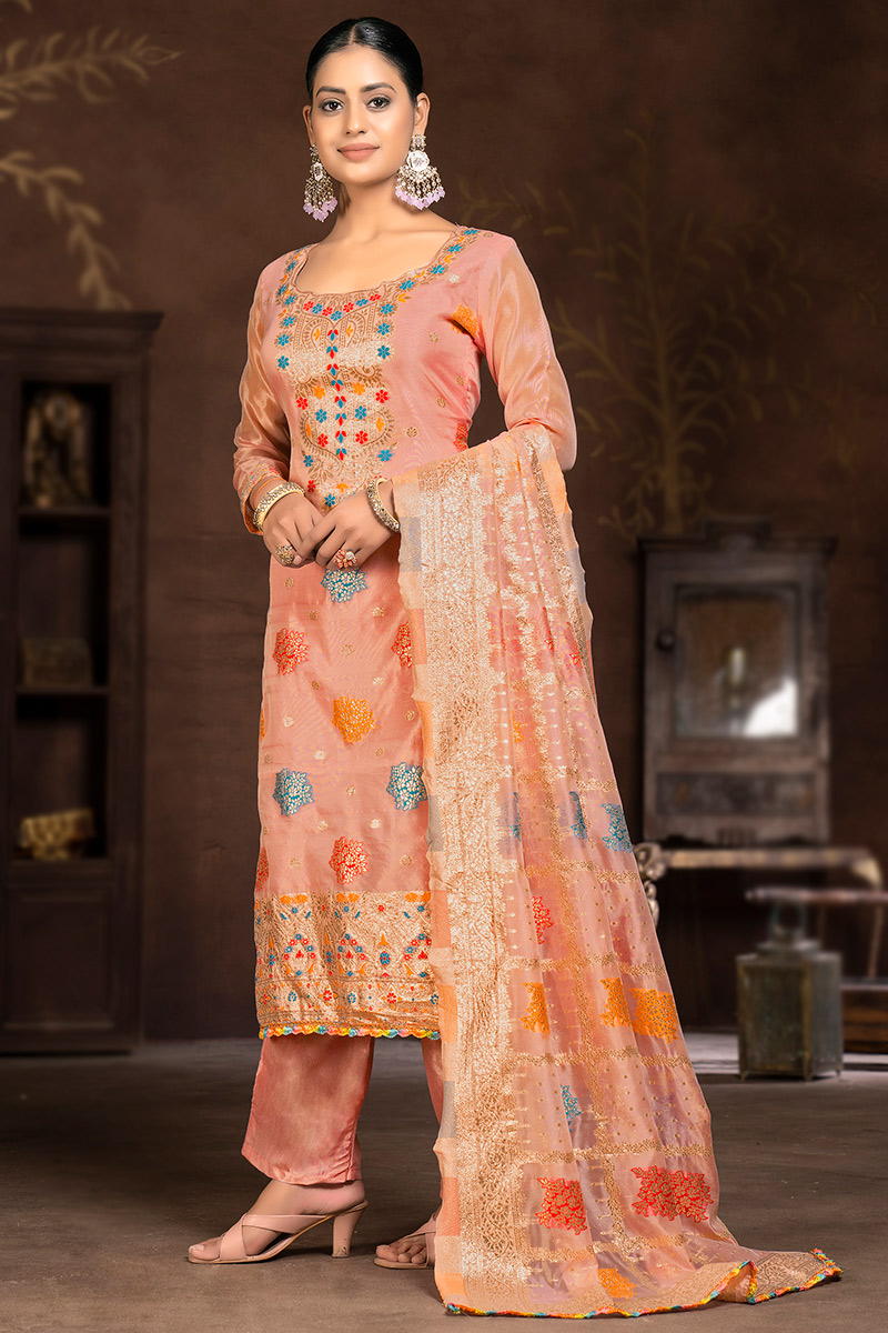 Pink Zari Line Suit- Set of 2