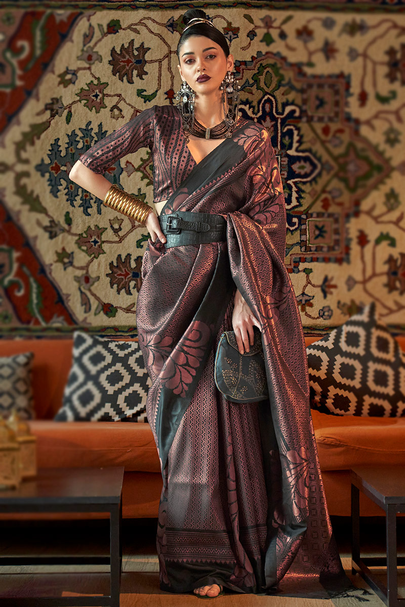 Women Yellow Silk Blend Woven Zari Design Saree With Unstitched Blouse