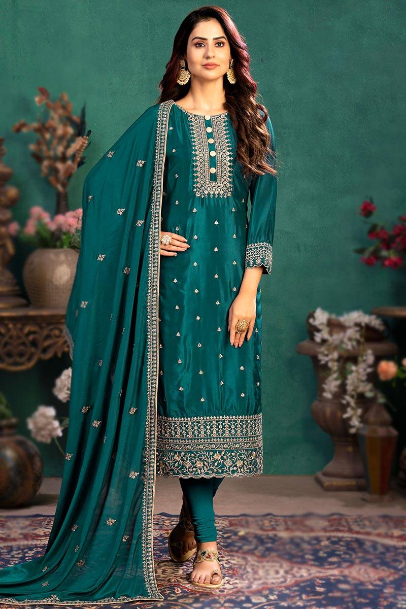 peacock green colour combination dresses Buy Wedding Wear Silk Churidar Suit LSTV113029 peacock blue combination colours