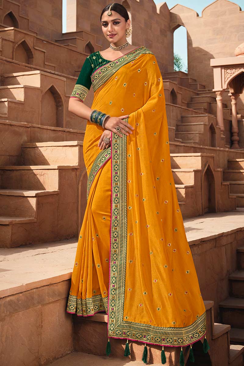 yellow potli saree
