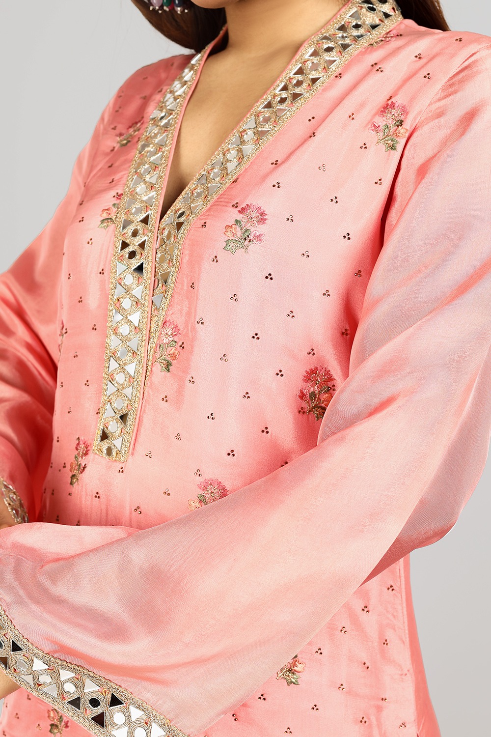 Stunning Salmon Pink Embroidered Festive Salwar Suit main image 1