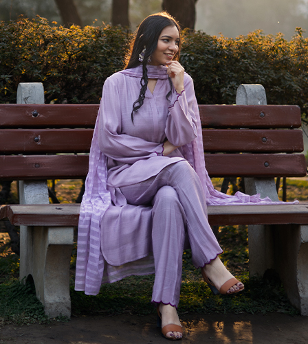 Buy PURPLE TWO PIECE SHIRT & TROUSER SET for Women Online in India