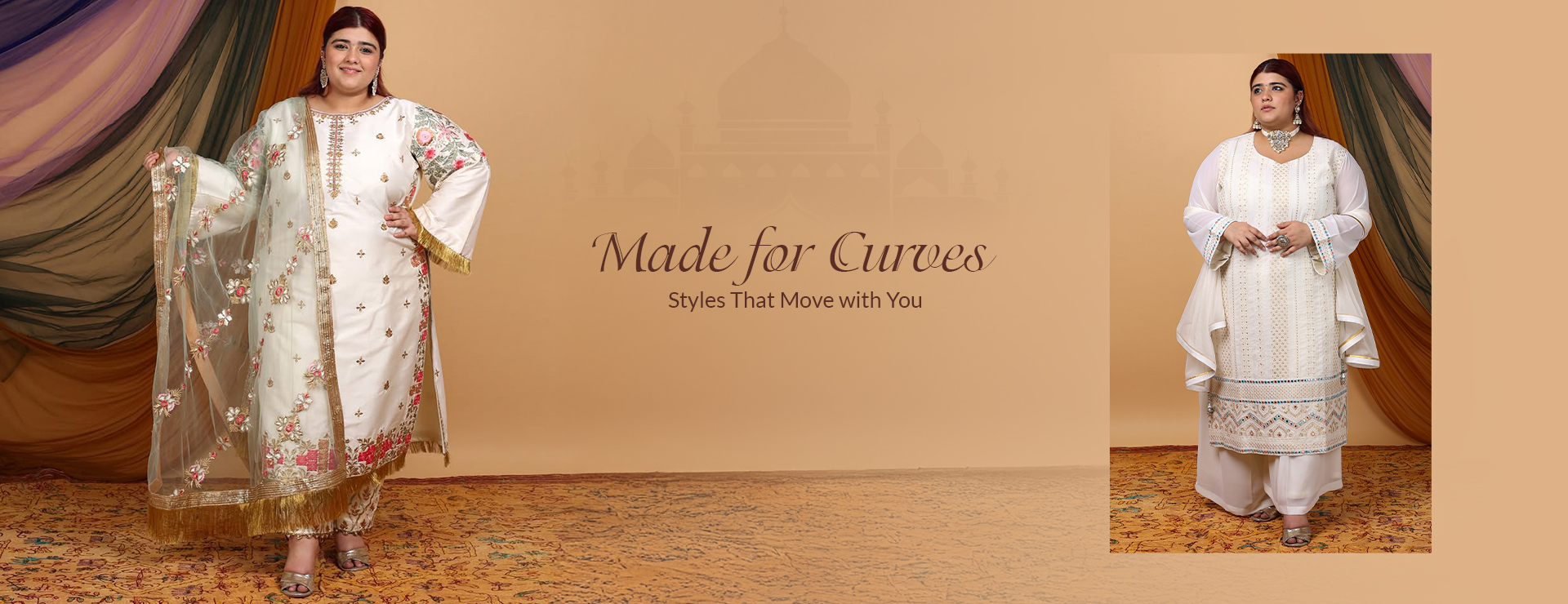 Online Designer Indian Outfits in Plus Size Collection up to 69 Sizes.