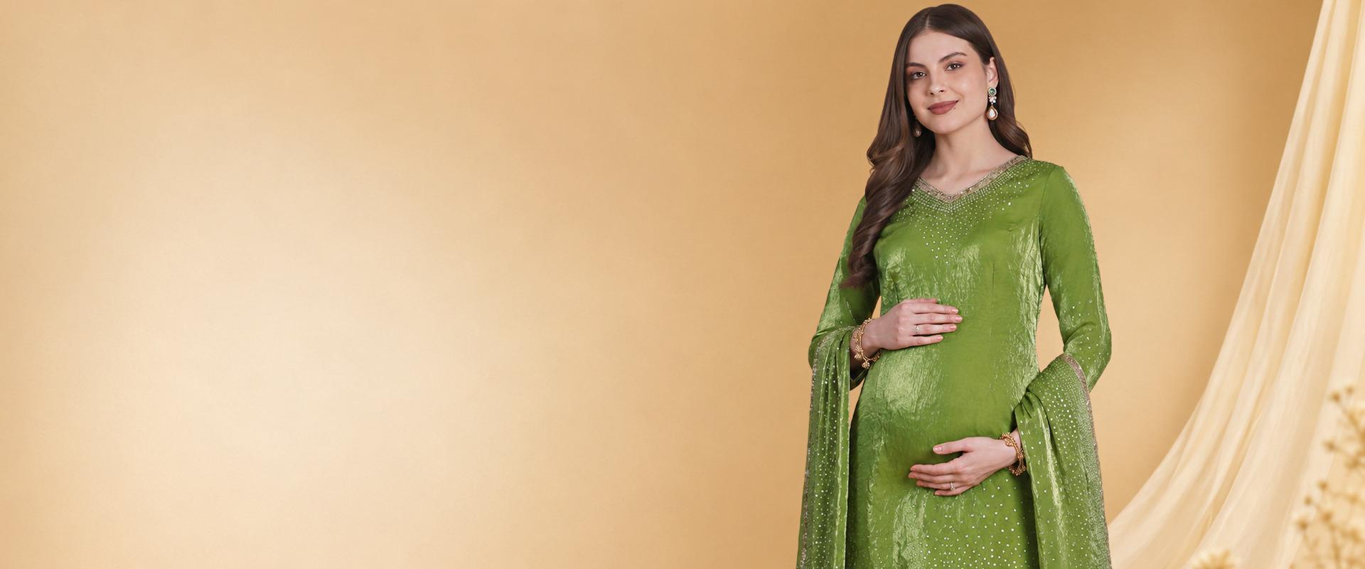 eid dress for pregnant ladies Maternity Indian Ethnic Wear pakistani pregnancy party wear dress