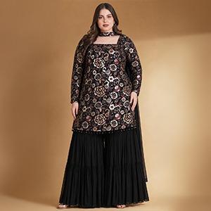 Plus Size Sharara Suits — Wide Leg Indian Ethnic Dresses
